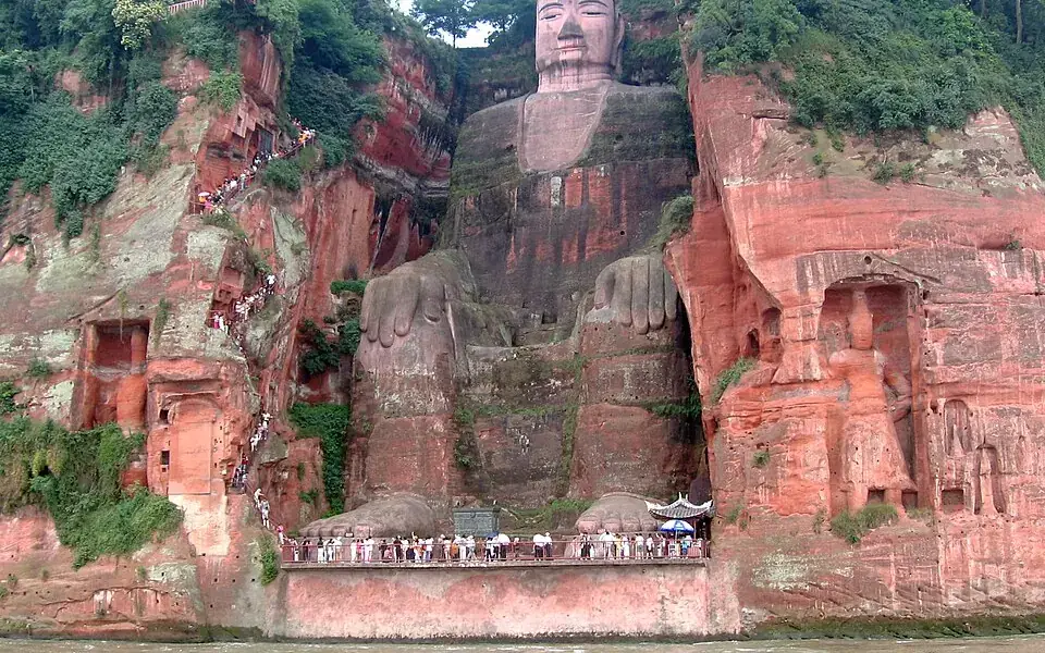 Drainage inside the Giant Buddha helps manage rainwater