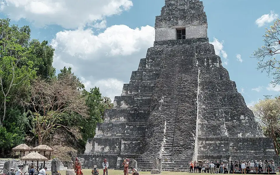 A rainforest city had towering stepped temples