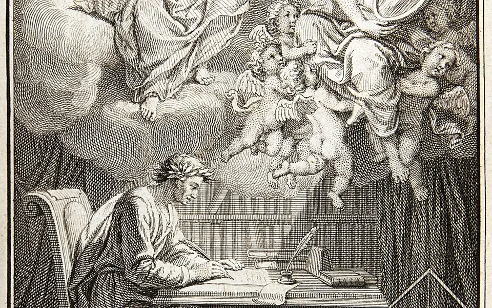 The frontispiece of Voltaire’s interpretation of Newton, featuring Émilie du Châtelet.