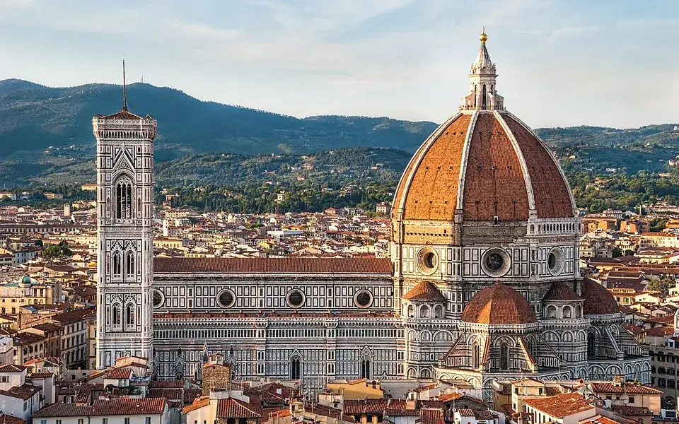 The dome and surrounding buildings of Florence Cathedral.