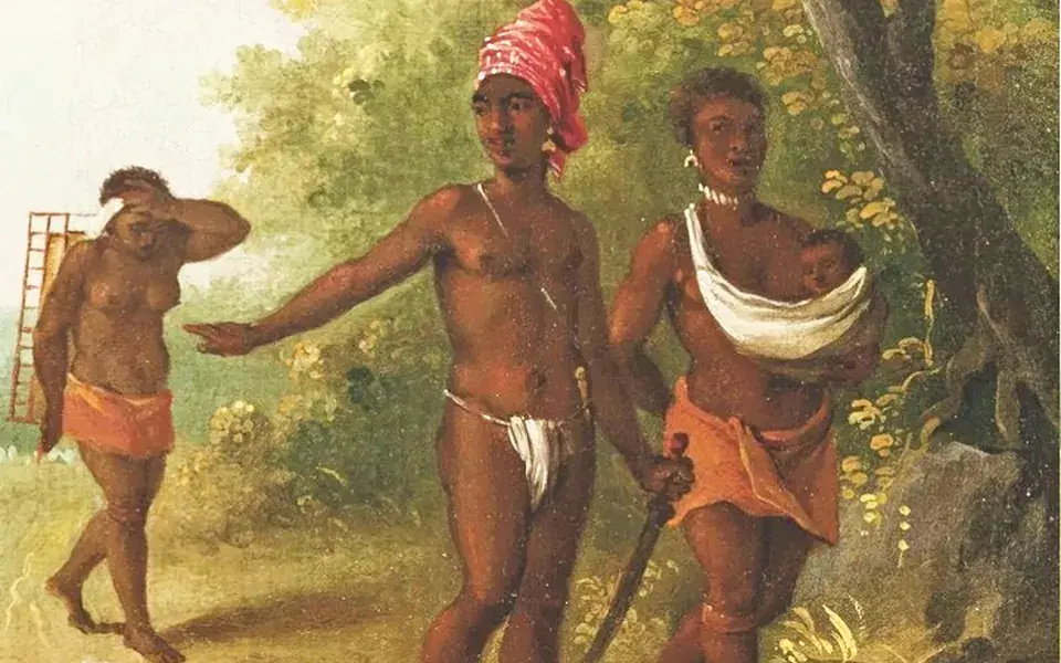 Agostino Brunias's painting of a Black Carib family on Saint Vincent