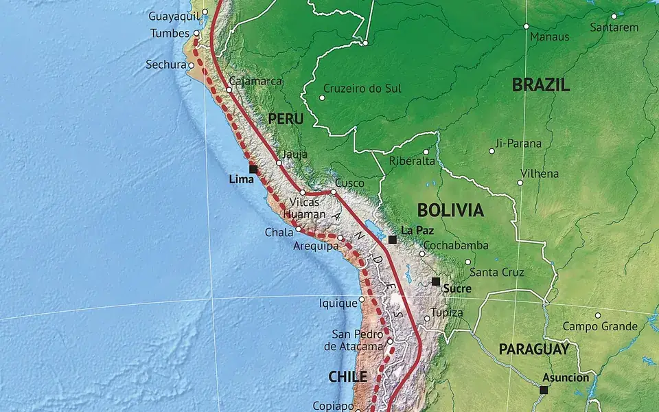 A map of the Inca road system across the Andes