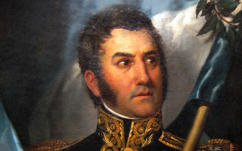 A painted portrait of José de San Martín dating to about 1828