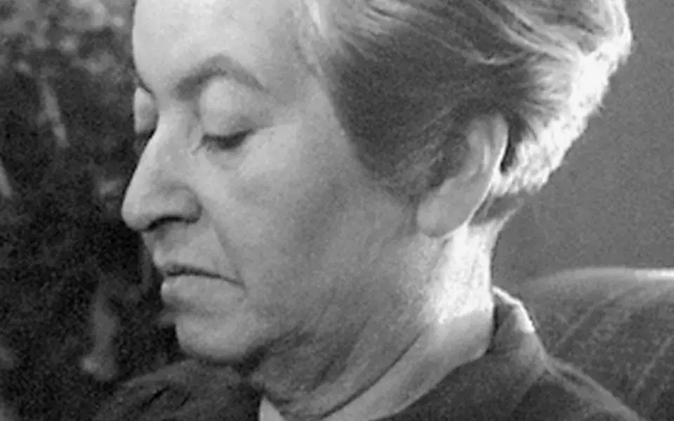 Gabriela Mistral in a photograph from 1945