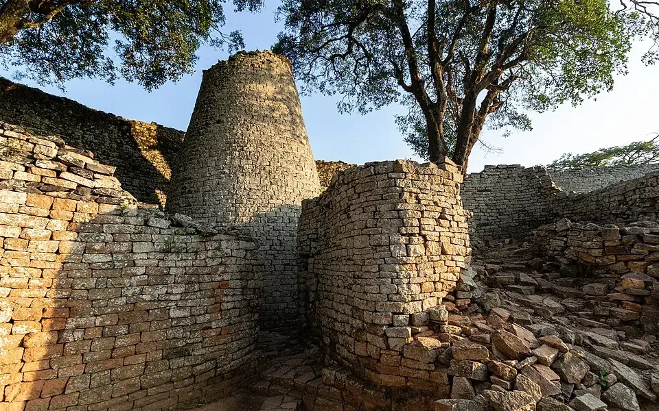 The conical tower inside the Great Enclosure at Great Zimbabwe