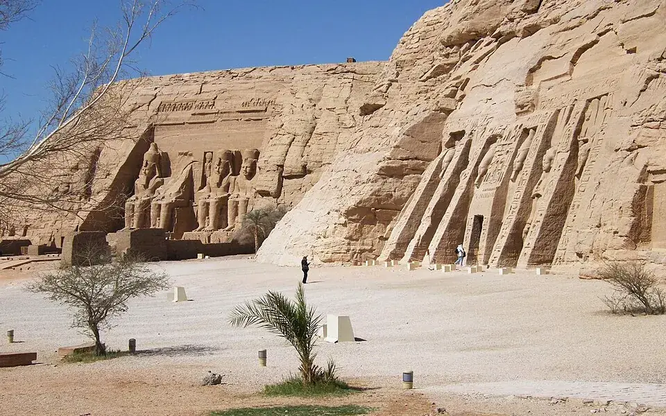 The monumental rock-cut facade of Abu Simbel