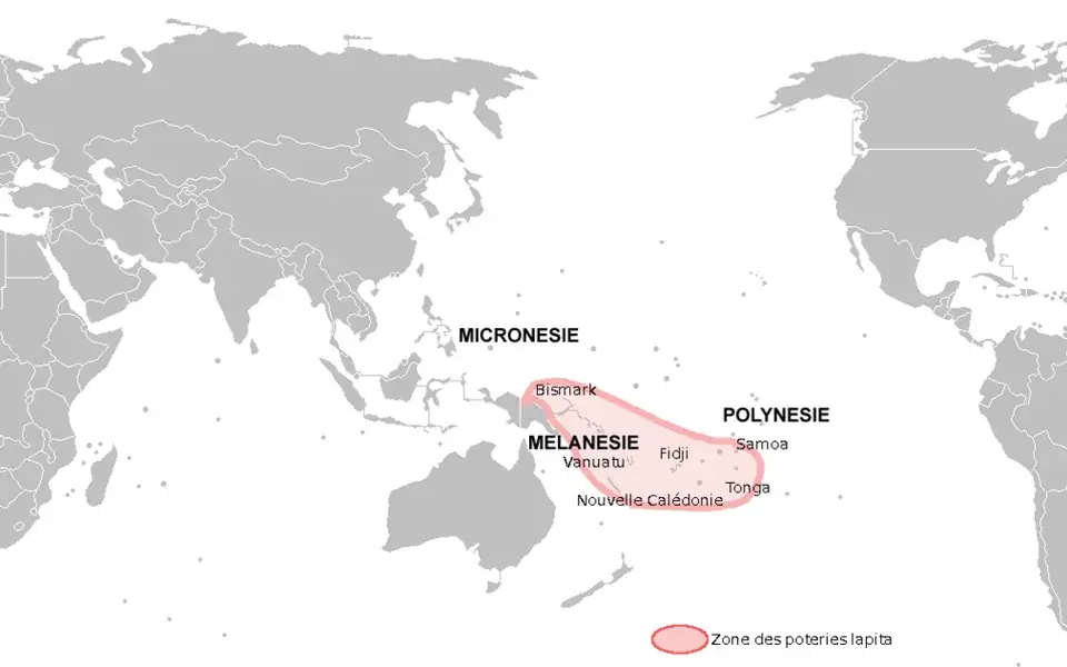 A map of the distribution of Lapita culture across the Pacific
